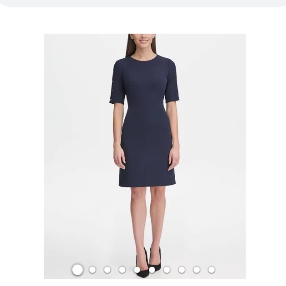 NWT Tommy Hilfiger Scuba Button Dress in Navy